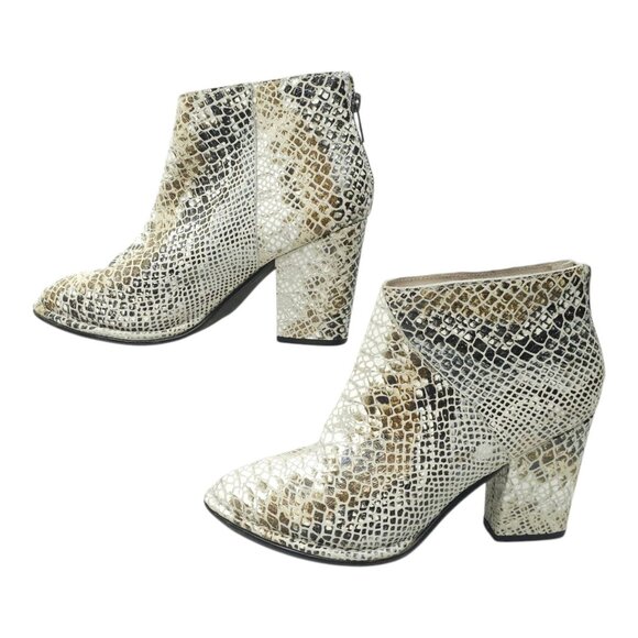Diba True Pay Phone Chelsea Ankle Boots Womens 8 Reptile Print Zip Block Heel - Picture 1 of 16